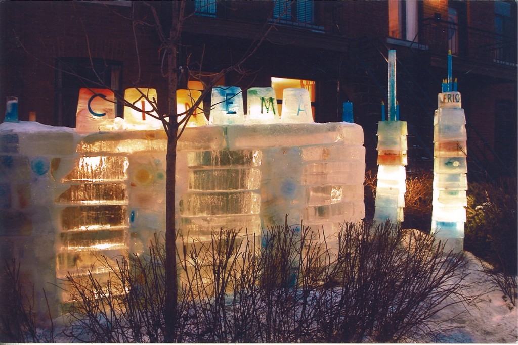 Ice cinema at night