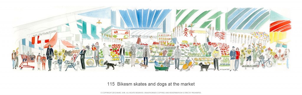 115  Bikesm Skates And Dogs At The Market
