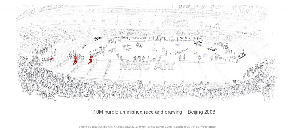 110M Hurdle Unfinished Race And Drawing With Sign